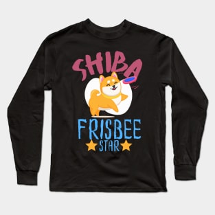 Shiba Frisbee Star, Cute Kawaii Shiba Inu, Frisbee Long Sleeve T-Shirt